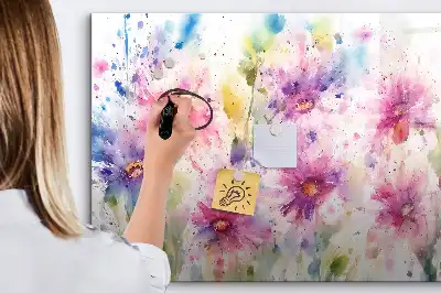 Schreib-Magnettafel mit Motiv gemalte Blumen