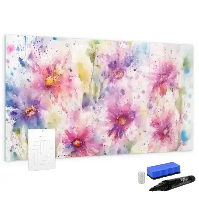 Schreib-Magnettafel mit Motiv gemalte Blumen