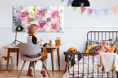 Schreib-Magnettafel mit Motiv gemalte Blumen
