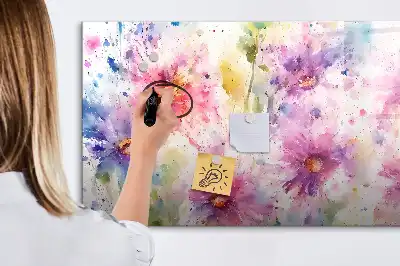 Schreib-Magnettafel mit Motiv gemalte Blumen