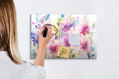 Schreib-Magnettafel mit Motiv gemalte Blumen
