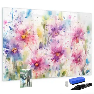 Schreib-Magnettafel mit Motiv gemalte Blumen