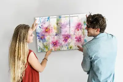 Schreib-Magnettafel mit Motiv gemalte Blumen