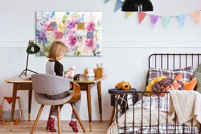 Schreib-Magnettafel mit Motiv gemalte Blumen
