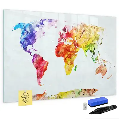 Schreib-Magnettafel mit Aquarell-Weltkarte