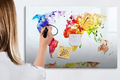 Schreib-Magnettafel mit Aquarell-Weltkarte