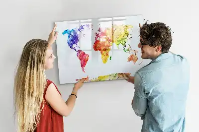 Schreib-Magnettafel mit Aquarell-Weltkarte