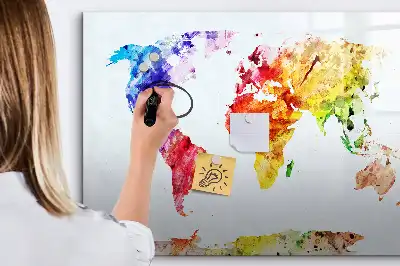 Schreib-Magnettafel mit Aquarell-Weltkarte