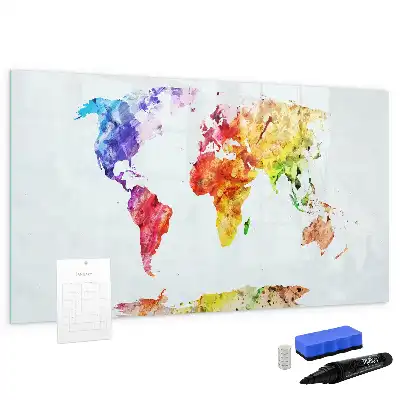 Schreib-Magnettafel mit Aquarell-Weltkarte