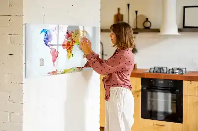 Schreib-Magnettafel mit Aquarell-Weltkarte