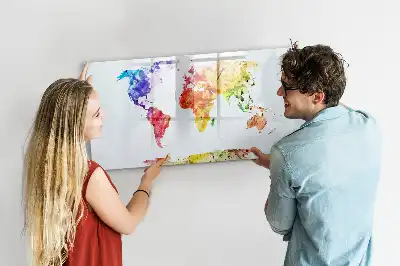 Schreib-Magnettafel mit Aquarell-Weltkarte