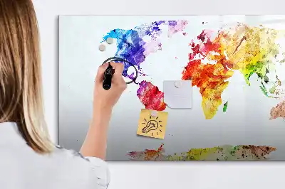Schreib-Magnettafel mit Aquarell-Weltkarte