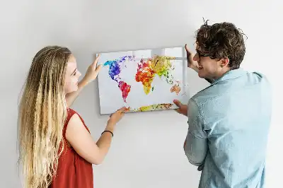 Schreib-Magnettafel mit Aquarell-Weltkarte