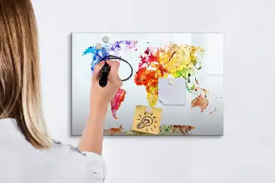 Schreib-Magnettafel mit Aquarell-Weltkarte