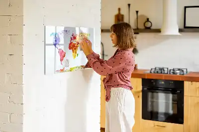 Schreib-Magnettafel mit Aquarell-Weltkarte