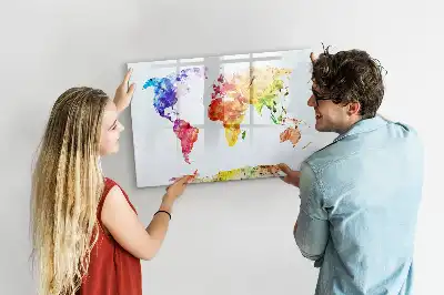 Schreib-Magnettafel mit Aquarell-Weltkarte