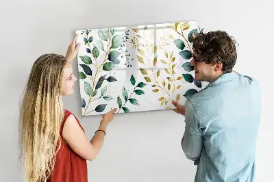 Magnettafel beschreibbar mit Motiv aus Pflanzenblättern