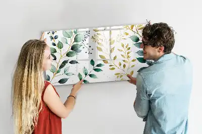 Magnettafel beschreibbar mit Motiv aus Pflanzenblättern