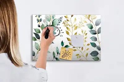 Magnettafel beschreibbar mit Motiv aus Pflanzenblättern