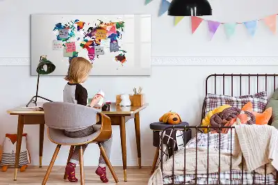 Magnettafel beschreibbares Design Weltkarte aus Dreiecken