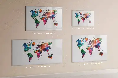 Magnettafel beschreibbares Design Weltkarte aus Dreiecken