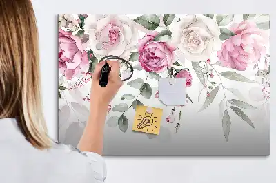 Schreib-Magnettafel mit Aquarell-Rosen-Motiv