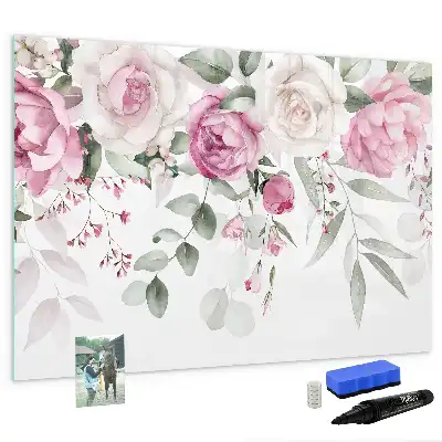 Schreib-Magnettafel mit Aquarell-Rosen-Motiv