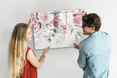 Schreib-Magnettafel mit Aquarell-Rosen-Motiv