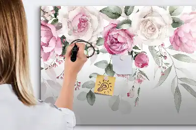 Schreib-Magnettafel mit Aquarell-Rosen-Motiv