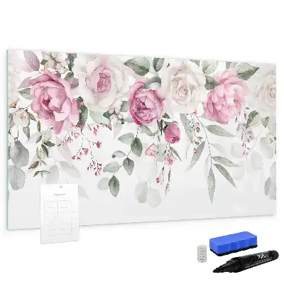 Schreib-Magnettafel mit Aquarell-Rosen-Motiv