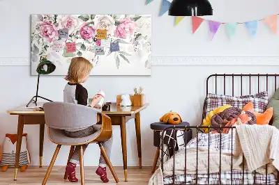 Schreib-Magnettafel mit Aquarell-Rosen-Motiv