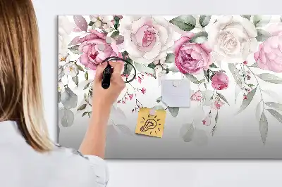 Schreib-Magnettafel mit Aquarell-Rosen-Motiv