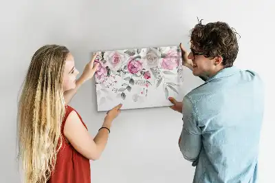 Schreib-Magnettafel mit Aquarell-Rosen-Motiv