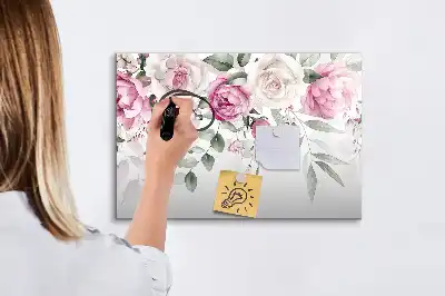 Schreib-Magnettafel mit Aquarell-Rosen-Motiv