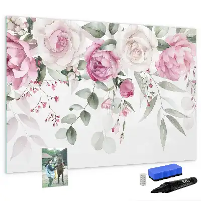 Schreib-Magnettafel mit Aquarell-Rosen-Motiv