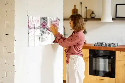 Schreib-Magnettafel mit Aquarell-Rosen-Motiv