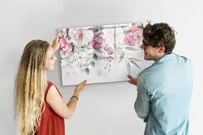 Schreib-Magnettafel mit Aquarell-Rosen-Motiv