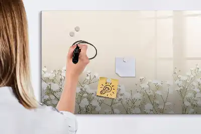 Beschreibbare Magnettafel mit Motiv blühende Blumen