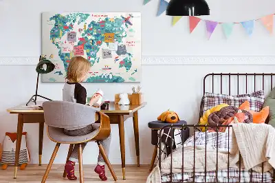 Schreib-Magnettafel mit Motiv illustrierte Weltkarte