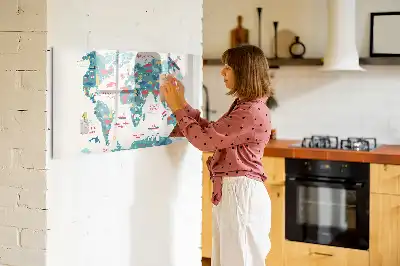 Schreib-Magnettafel mit Motiv illustrierte Weltkarte