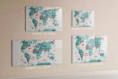 Schreib-Magnettafel mit Motiv illustrierte Weltkarte