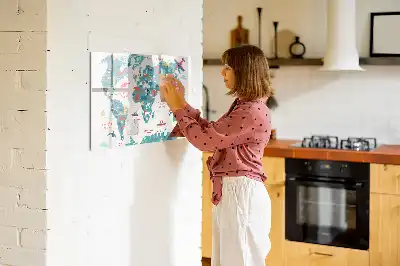 Schreib-Magnettafel mit Motiv illustrierte Weltkarte