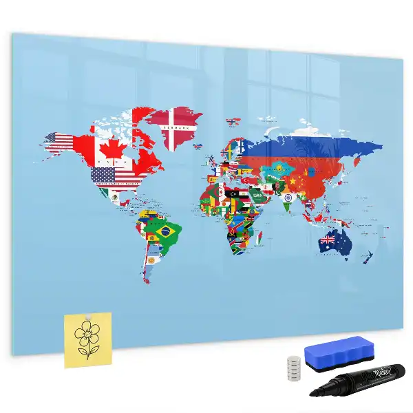 Beschreibbare Magnettafel mit Flaggenmotiv