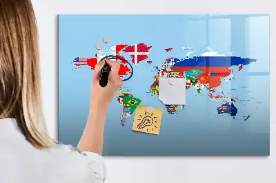 Beschreibbare Magnettafel mit Flaggenmotiv