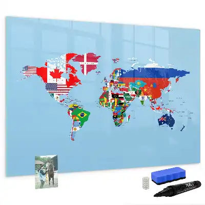 Beschreibbare Magnettafel mit Flaggenmotiv