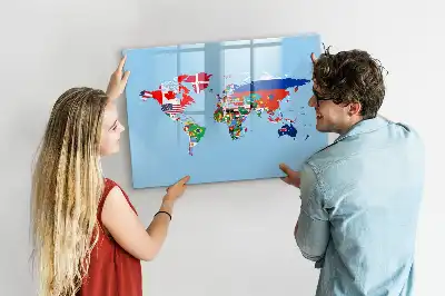 Beschreibbare Magnettafel mit Flaggenmotiv
