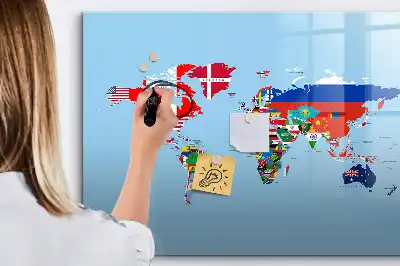 Beschreibbare Magnettafel mit Flaggenmotiv