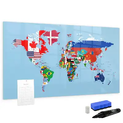 Beschreibbare Magnettafel mit Flaggenmotiv