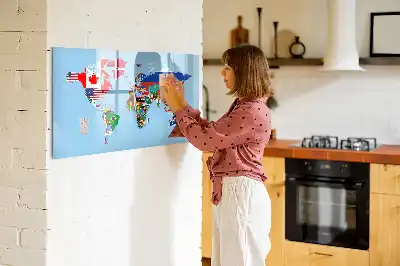 Beschreibbare Magnettafel mit Flaggenmotiv
