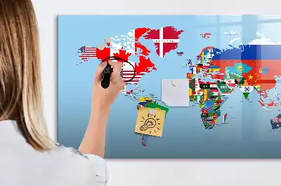 Beschreibbare Magnettafel mit Flaggenmotiv
